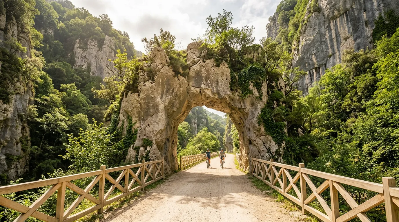 Arco natural de roca en el desfiladero de la Senda del Oso